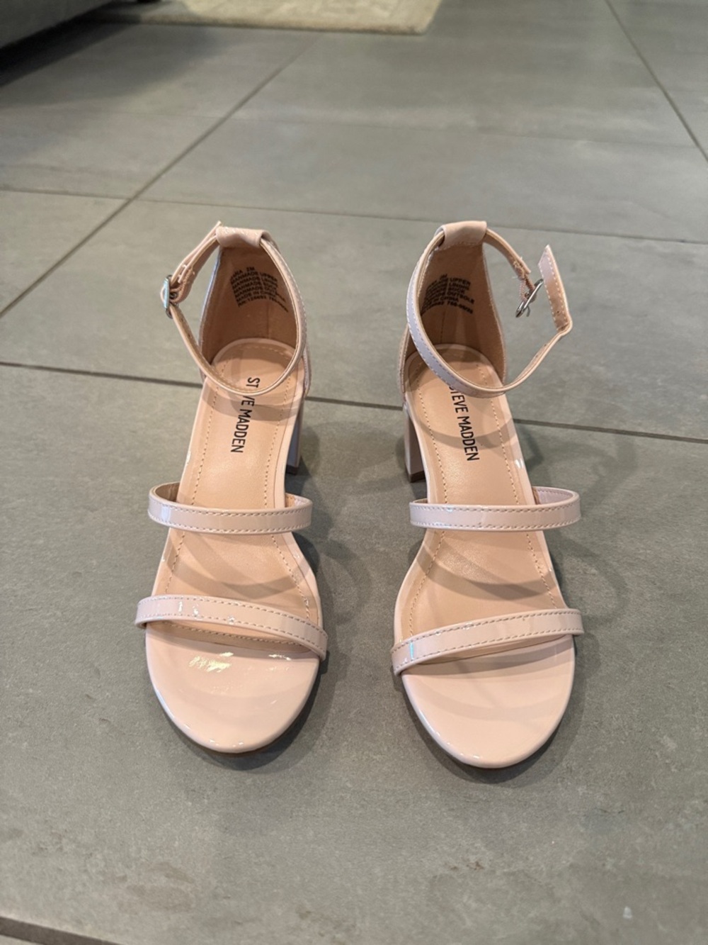 Steve Madden Pale Pink Patent Block Heel Sandals